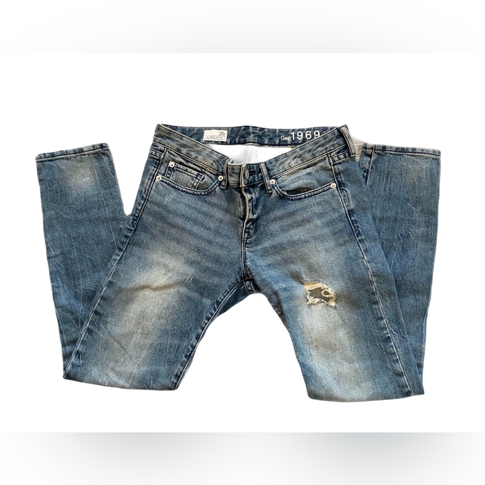 ❤️ GAP ALWAYS SKINNY DISTRESSED DENIM JEANS SIZE 25 1969